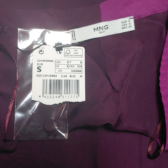 MANGO 2 tones sheer wrap bow tie long sleeves blouse - Picture 13 of 16